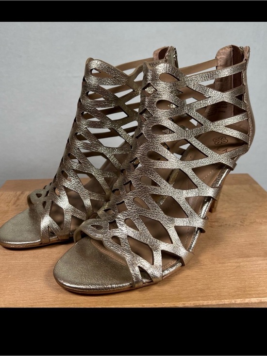 Isola Shoes - Isola Metallic Gold Strappy Cutout Heels